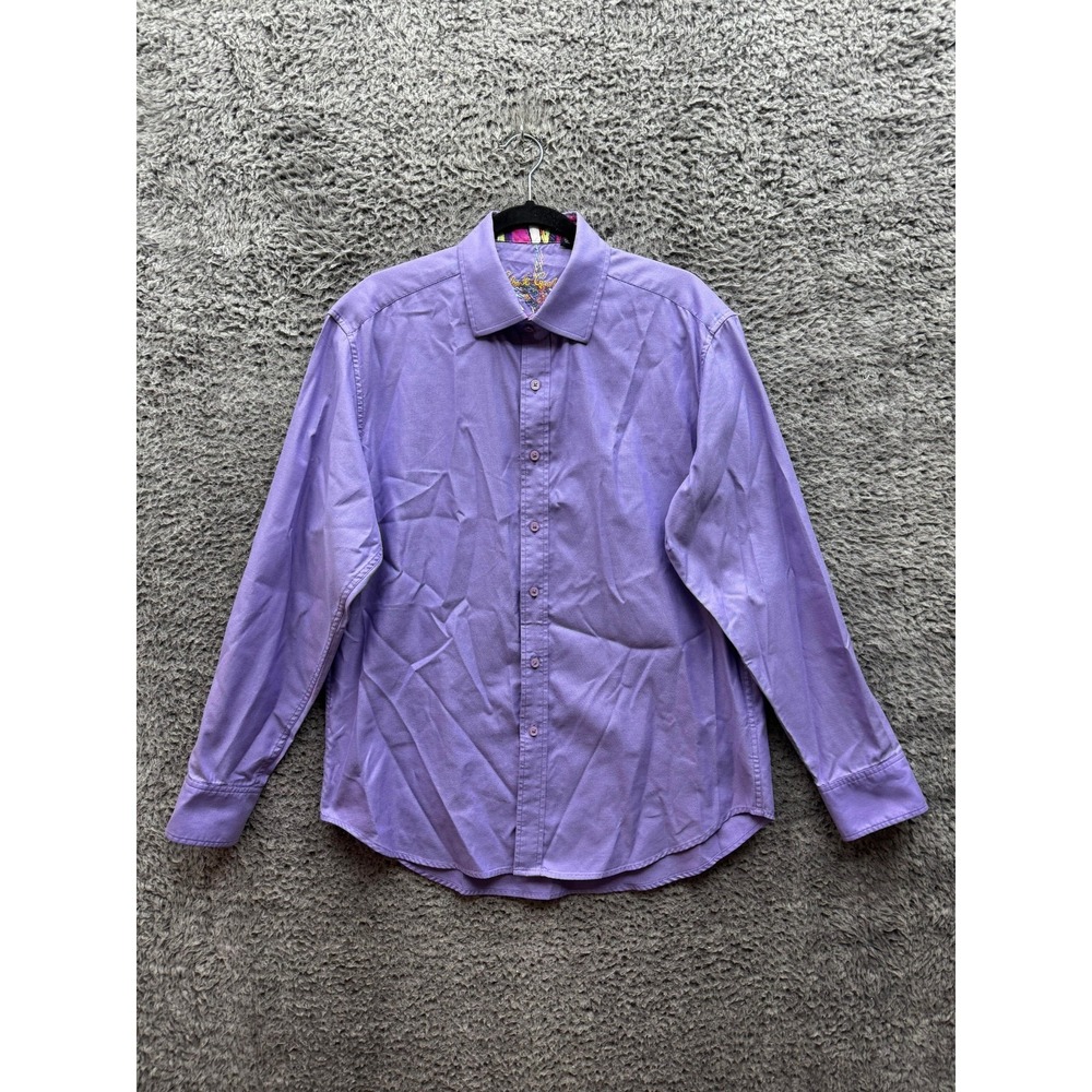 Robert Graham Embroidered Long Sleeve Button-Down Shirt Lilac Purple Mens Size L